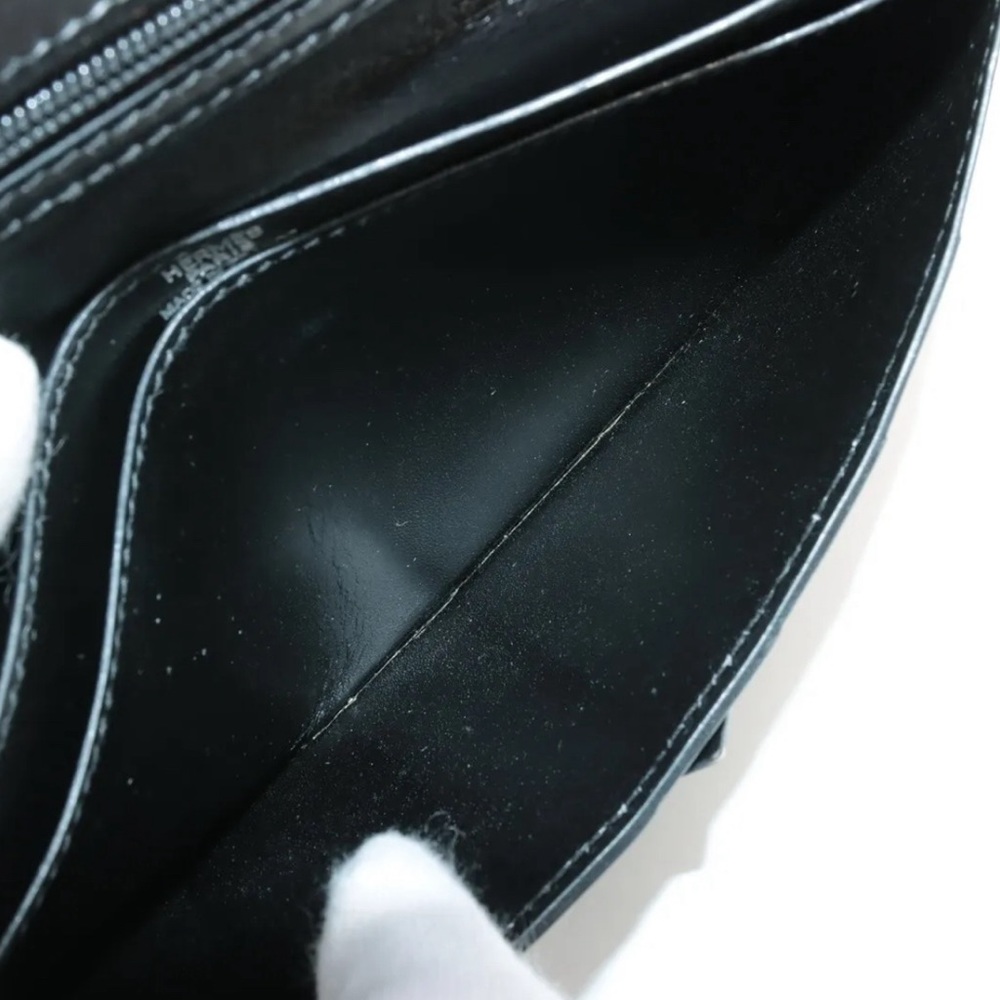 Hermes Bearn Box Calfskin Wallet Black Silver Hardware - Picture 5 of 11